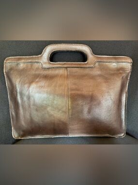 Vintage Made in Korea Brown Leather Handbag Structured Top Handle Purse